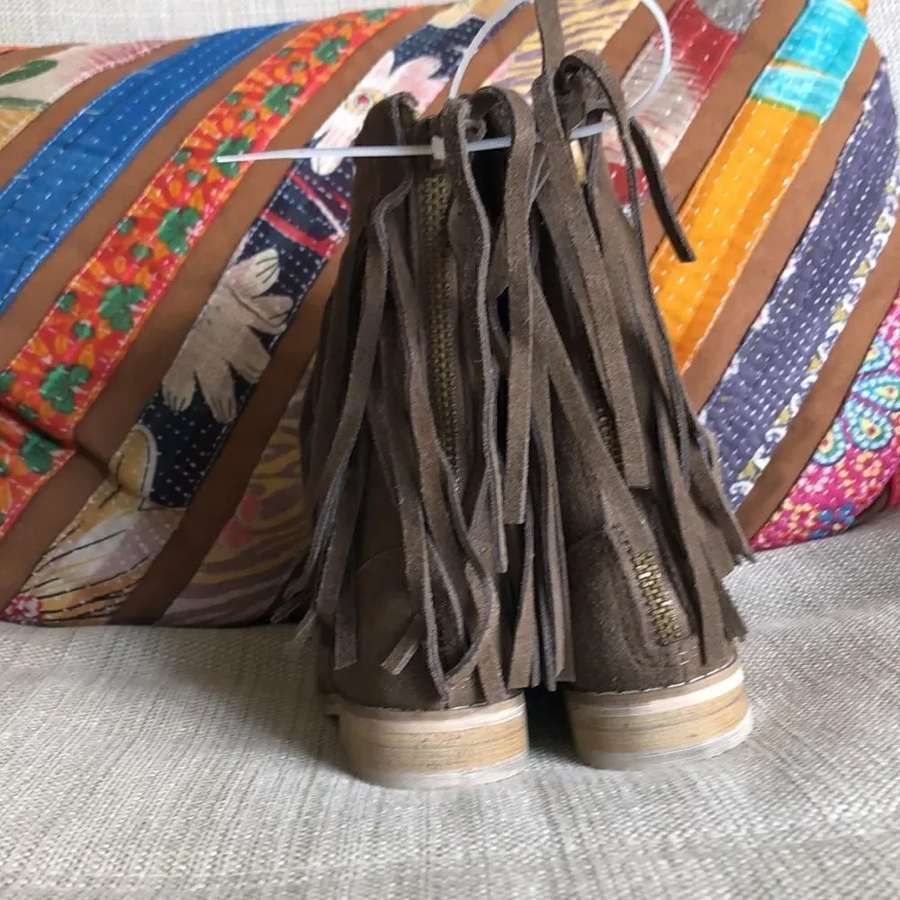 Joyfolie Genuine Suede Fringe Baby Boots